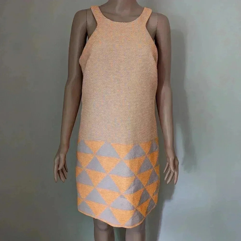 Trina Turk Peach and Gray Midi Dress